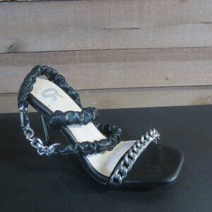 SOREAL LADIES CUFF LINKS HIGH HEEL SANDAL - BLACK/SILVER - US SIZE 9